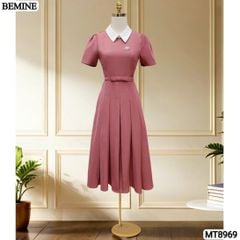 Đầm thiết kế cổ sen eo đính nơ tùng xếp ly MT8969