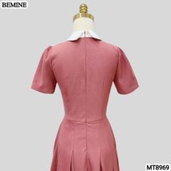 Đầm thiết kế cổ sen eo đính nơ tùng xếp ly MT8969