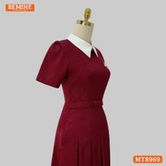 Đầm thiết kế cổ sen eo đính nơ tùng xếp ly MT8969