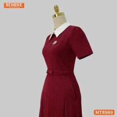 Đầm thiết kế cổ sen eo đính nơ tùng xếp ly MT8969