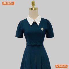 Đầm thiết kế cổ sen eo đính nơ tùng xếp ly MT8969