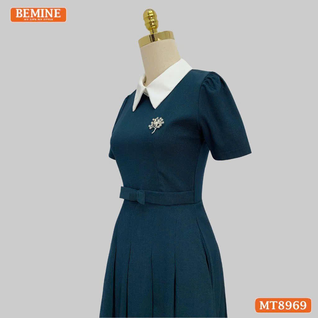 Đầm thiết kế cổ sen eo đính nơ tùng xếp ly MT8969