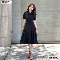 Đầm thiết kế cổ sen đính nút dáng xếp ly MT8992