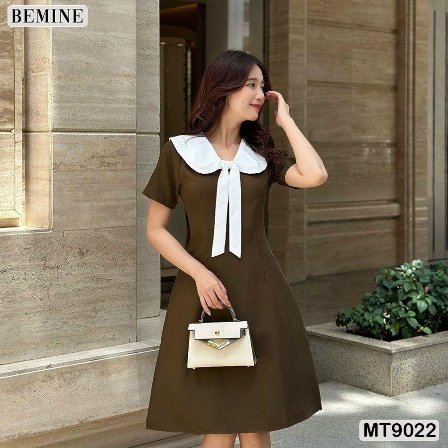 Đầm thiết kế cổ nơ tùng chữ A MT9022