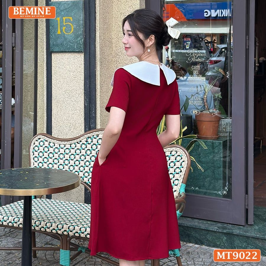 Đầm thiết kế cổ nơ tùng chữ A MT9022