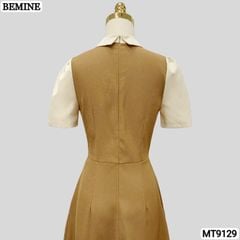 Đầm thiết kế giả yếm cổ phối đính nơ dáng xếp ly MT9129