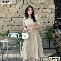 Đầm thiết kế cổ tròn dáng xòe dài MT9169