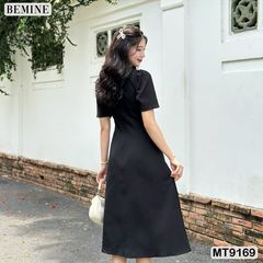 Đầm thiết kế cổ tròn dáng xòe dài MT9169