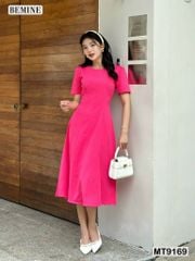 Đầm thiết kế cổ tròn dáng xòe dài MT9169