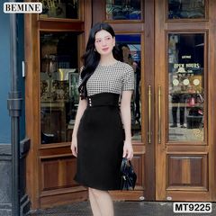 Đầm thiết kế cổ tròn eo kiểu đính nút dáng chữ A MT9225