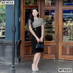 Đầm thiết kế cổ tròn eo kiểu đính nút dáng chữ A MT9225