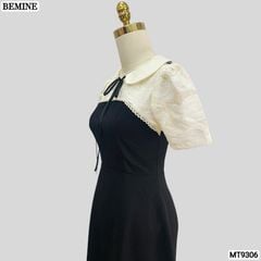 Đầm thiết kế cổ sen đính nơ tơ hoa nổi dáng chữ A MT9306