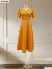Đầm thiết kế cổ tròn xẻ V đính nơ dáng chữ A MT9370