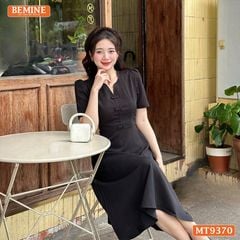 Đầm thiết kế cổ tròn xẻ V đính nơ dáng chữ A MT9370