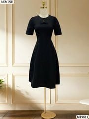 Đầm thiết kế BEMINE cổ tròn viền ngọc dáng chữ A phù hợp đi chơi, đi dạo phố-MT9511