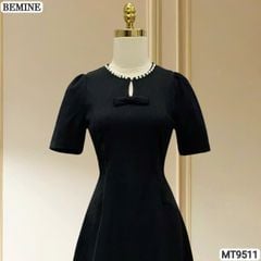 Đầm thiết kế BEMINE cổ tròn viền ngọc dáng chữ A phù hợp đi chơi, đi dạo phố-MT9511