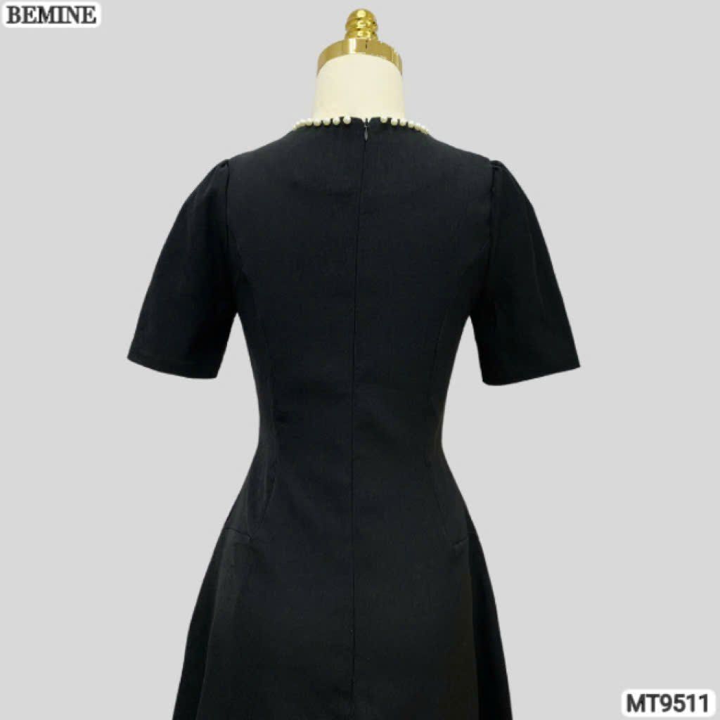 Đầm thiết kế BEMINE cổ tròn viền ngọc dáng chữ A phù hợp đi chơi, đi dạo phố-MT9511
