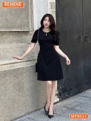 Đầm thiết kế BEMINE cổ tròn viền ngọc dáng chữ A phù hợp đi chơi, đi dạo phố-MT9511