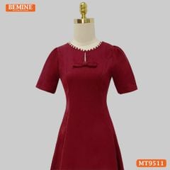 Đầm thiết kế BEMINE cổ tròn viền ngọc dáng chữ A phù hợp đi chơi, đi dạo phố-MT9511