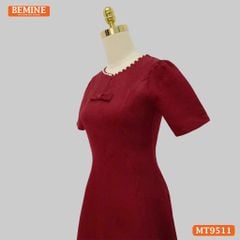 Đầm thiết kế BEMINE cổ tròn viền ngọc dáng chữ A phù hợp đi chơi, đi dạo phố-MT9511