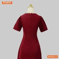 Đầm thiết kế BEMINE cổ tròn viền ngọc dáng chữ A phù hợp đi chơi, đi dạo phố-MT9511