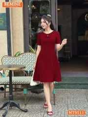 Đầm thiết kế BEMINE cổ tròn viền ngọc dáng chữ A phù hợp đi chơi, đi dạo phố-MT9511