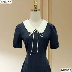 Đầm thiết kế BEMINE cổ sen đính nơ tùng xếp ly phù hợp đi chơi, đi dạo phố-MT9512