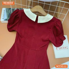 Đầm thiết kế BEMINE cổ sen đính nơ tùng xếp ly phù hợp đi chơi, đi dạo phố-MT9512
