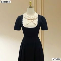 Đầm thiết kế cổ phối hoa viền ren dáng dài MT9581
