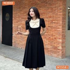 Đầm thiết kế cổ phối hoa viền ren dáng dài MT9581
