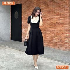 Đầm thiết kế cổ phối hoa viền ren dáng dài MT9581