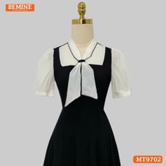 Đầm thiết kế BEMINE cổ kiểu tai thỏ dáng dài giả yếm phù hợp đi làm, đi chơi-MT9702