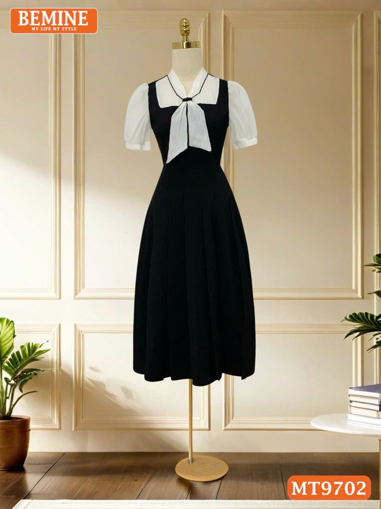 Đầm thiết kế BEMINE cổ kiểu tai thỏ dáng dài giả yếm phù hợp đi làm, đi chơi-MT9702
