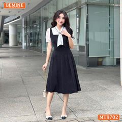 Đầm thiết kế BEMINE cổ kiểu tai thỏ dáng dài giả yếm phù hợp đi làm, đi chơi-MT9702