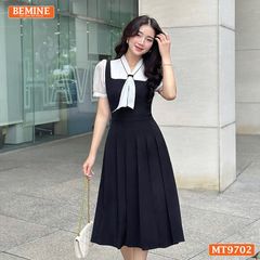 Đầm thiết kế BEMINE cổ kiểu tai thỏ dáng dài giả yếm phù hợp đi làm, đi chơi-MT9702