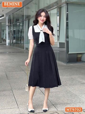 Đầm thiết kế BEMINE cổ kiểu tai thỏ dáng dài giả yếm phù hợp đi làm, đi chơi-MT9702