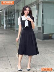 Đầm thiết kế BEMINE cổ kiểu tai thỏ dáng dài giả yếm phù hợp đi làm, đi chơi-MT9702