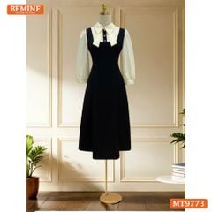 Đầm thiết kế BEMINE cổ sơ mi tai thỏ dáng chữ A tay dài phù hợp đi làm, đi chơi-MT9708