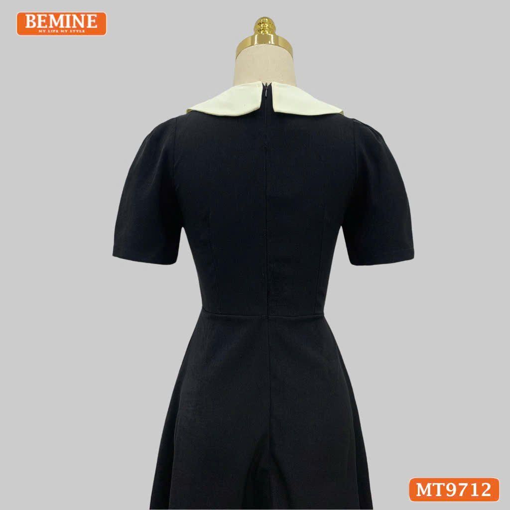 Đầm thiết kế BEMINE cổ kiểu dáng chữ A có nút phù hợp đi làm, đi dạo phố-MT9712