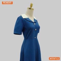 Đầm thiết kế BEMINE cổ kiểu dáng chữ A có nút phù hợp đi làm, đi dạo phố-MT9712