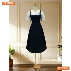 Đầm thiết kế BEMINE cổ V dáng đuôi cá giả yếm có nơ phù hợp đi làm, đi dạo phố-MT9768