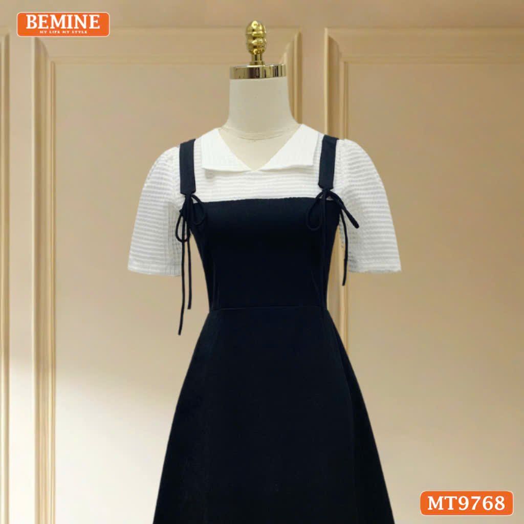 Đầm thiết kế BEMINE cổ V dáng đuôi cá giả yếm có nơ phù hợp đi làm, đi dạo phố-MT9768