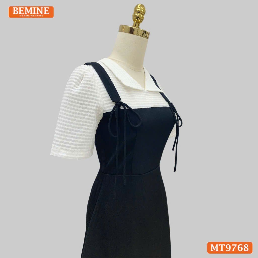 Đầm thiết kế BEMINE cổ V dáng đuôi cá giả yếm có nơ phù hợp đi làm, đi dạo phố-MT9768