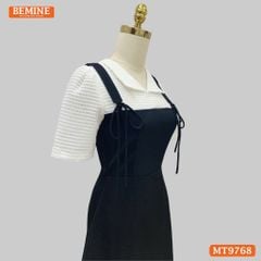 Đầm thiết kế BEMINE cổ V dáng đuôi cá giả yếm có nơ phù hợp đi làm, đi dạo phố-MT9768