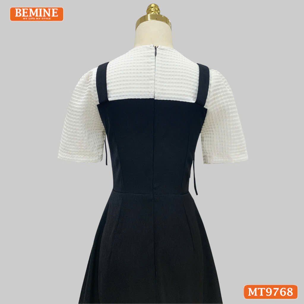 Đầm thiết kế BEMINE cổ V dáng đuôi cá giả yếm có nơ phù hợp đi làm, đi dạo phố-MT9768