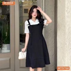 Đầm thiết kế BEMINE cổ V dáng đuôi cá giả yếm có nơ phù hợp đi làm, đi dạo phố-MT9768