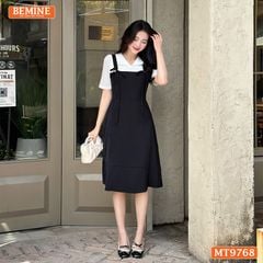 Đầm thiết kế BEMINE cổ V dáng đuôi cá giả yếm có nơ phù hợp đi làm, đi dạo phố-MT9768
