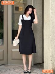 Đầm thiết kế BEMINE cổ V dáng đuôi cá giả yếm có nơ phù hợp đi làm, đi dạo phố-MT9768