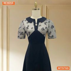 Đầm thiết kế BEMINE cổ sen xẻ V dáng A phù hợp đi làm, đi chơi-MT9769