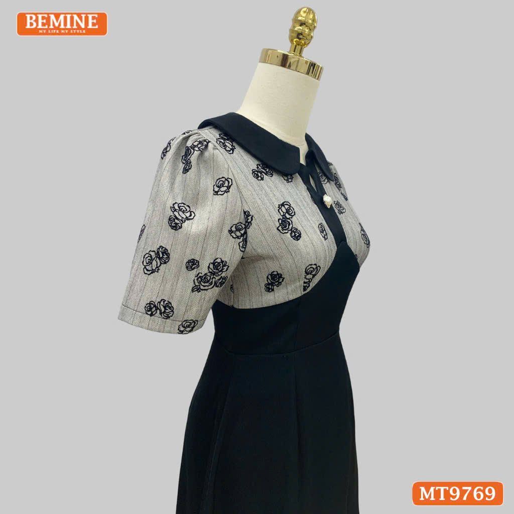 Đầm thiết kế BEMINE cổ sen xẻ V dáng A phù hợp đi làm, đi chơi-MT9769